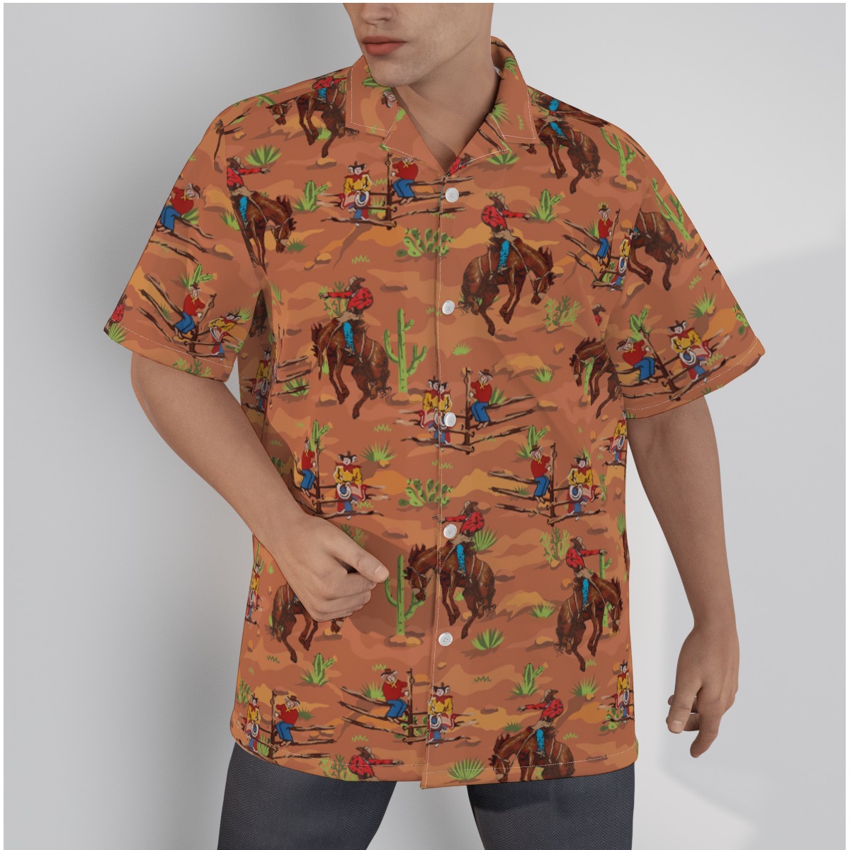 Western Cowboy 100% Cotton Hawaiian Shirts For Men