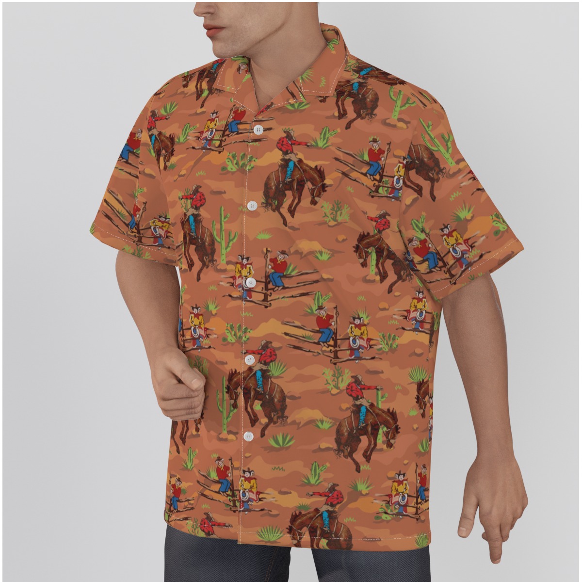 Western Cowboy 100% Cotton Hawaiian Shirts For Men