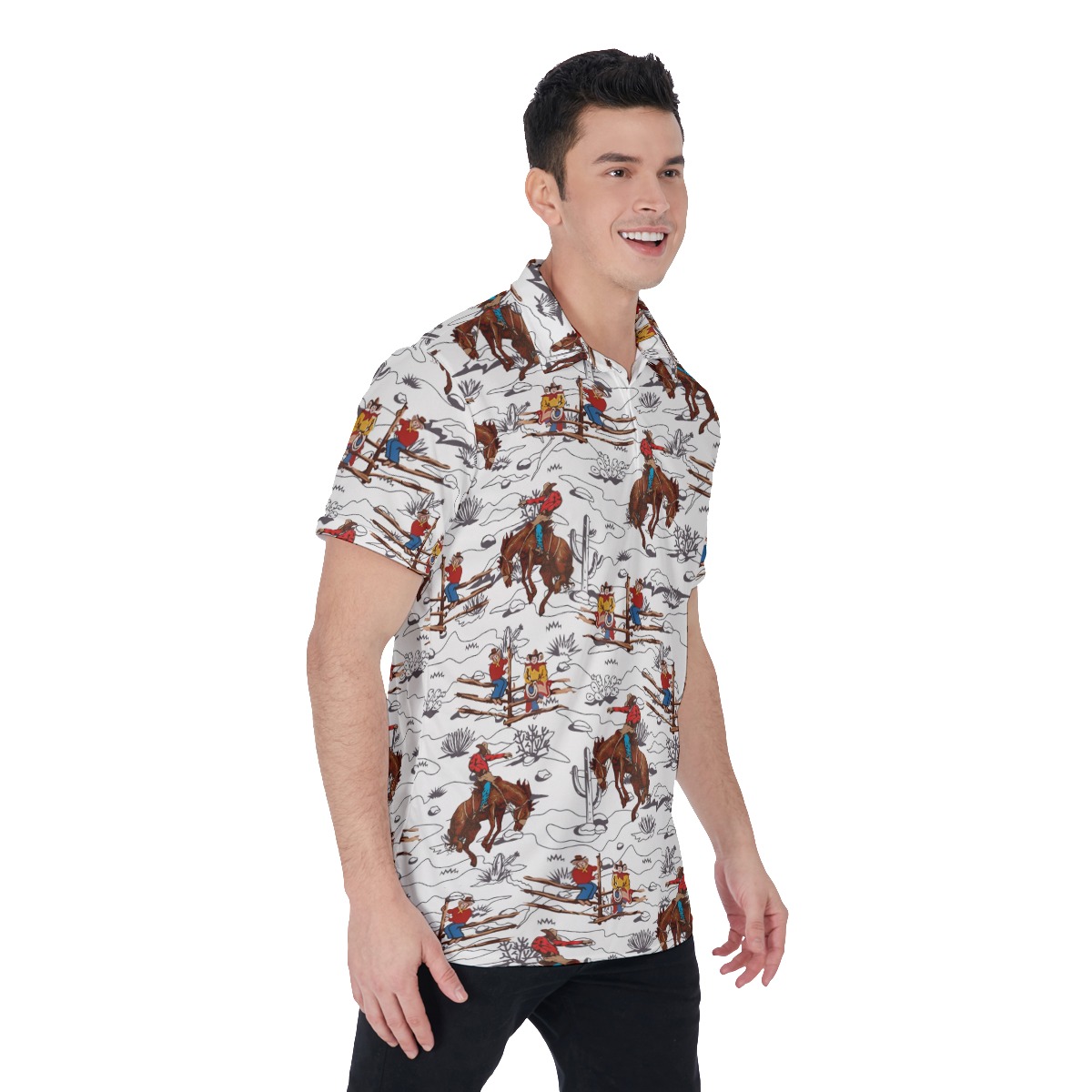 Cool Cowboy Hawaiian Collared Shirt Polo For Men