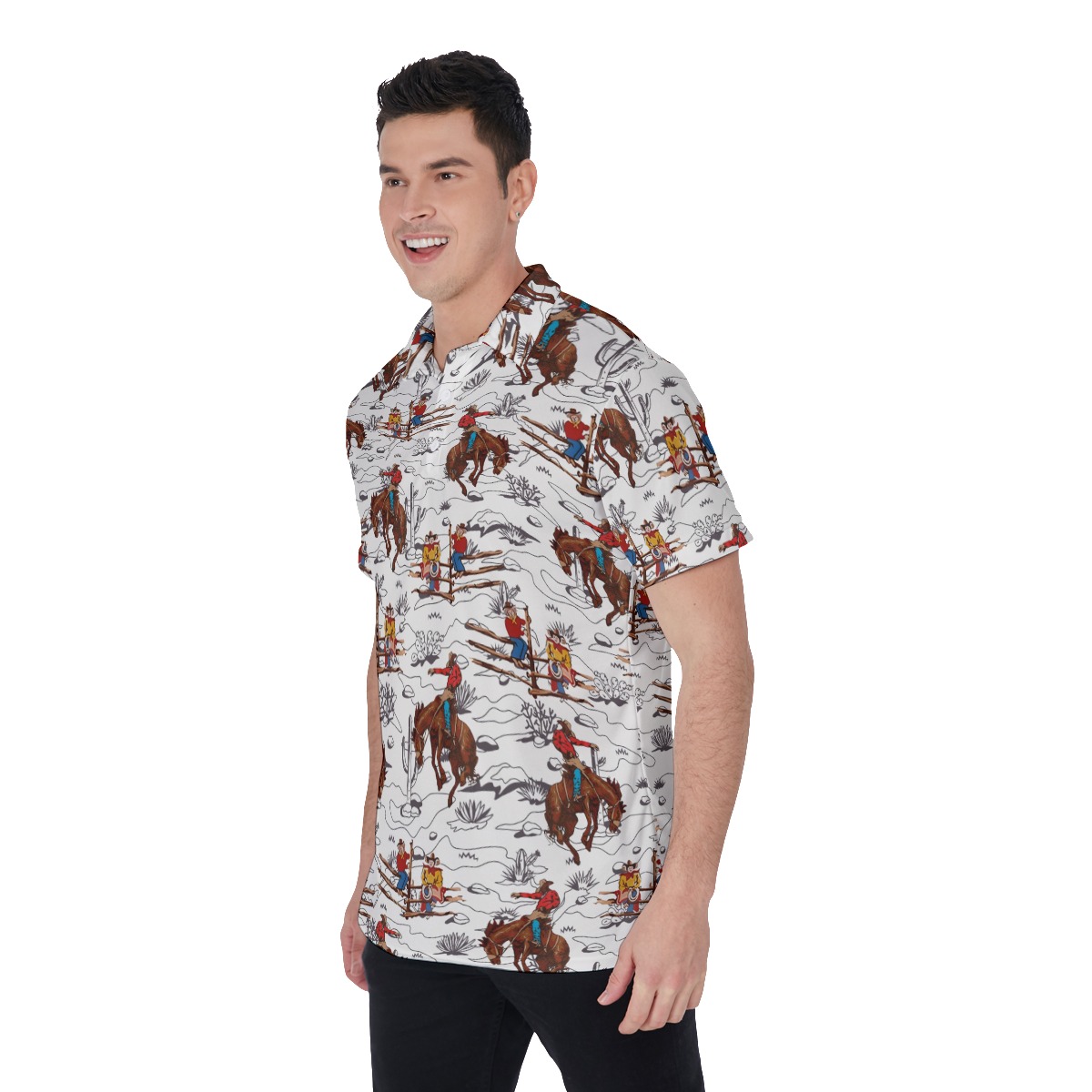 Cool Cowboy Hawaiian Collared Shirt Polo For Men