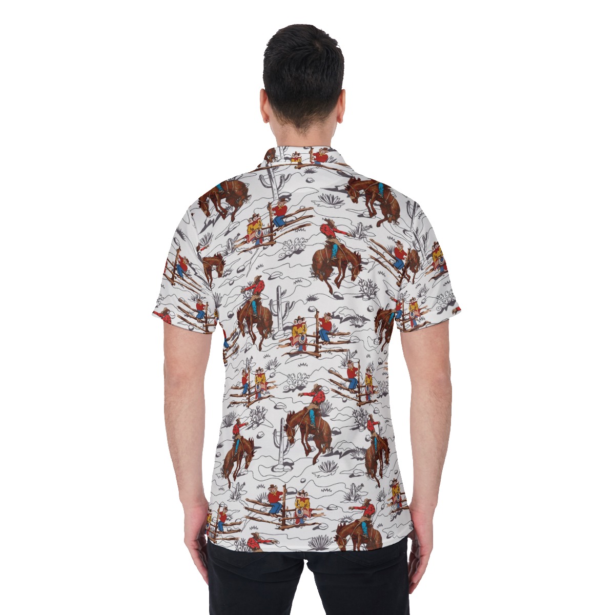 Cool Cowboy Hawaiian Collared Shirt Polo For Men