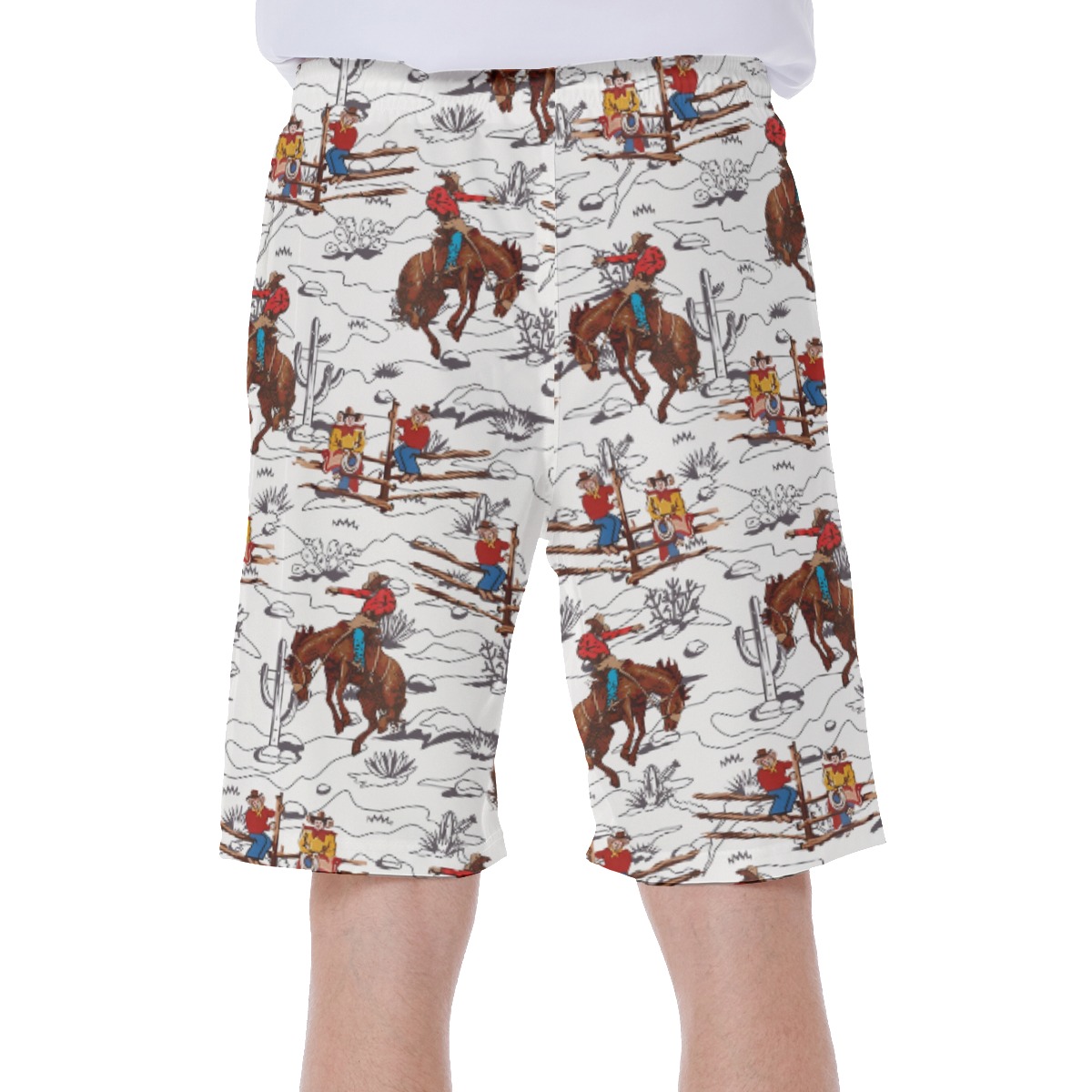 Funny Cowboy Hawaiian Swim Trunks For Men