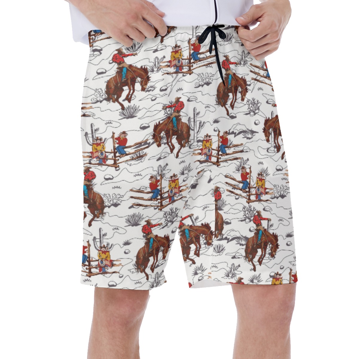 Funny Cowboy Hawaiian Swim Trunks For Men