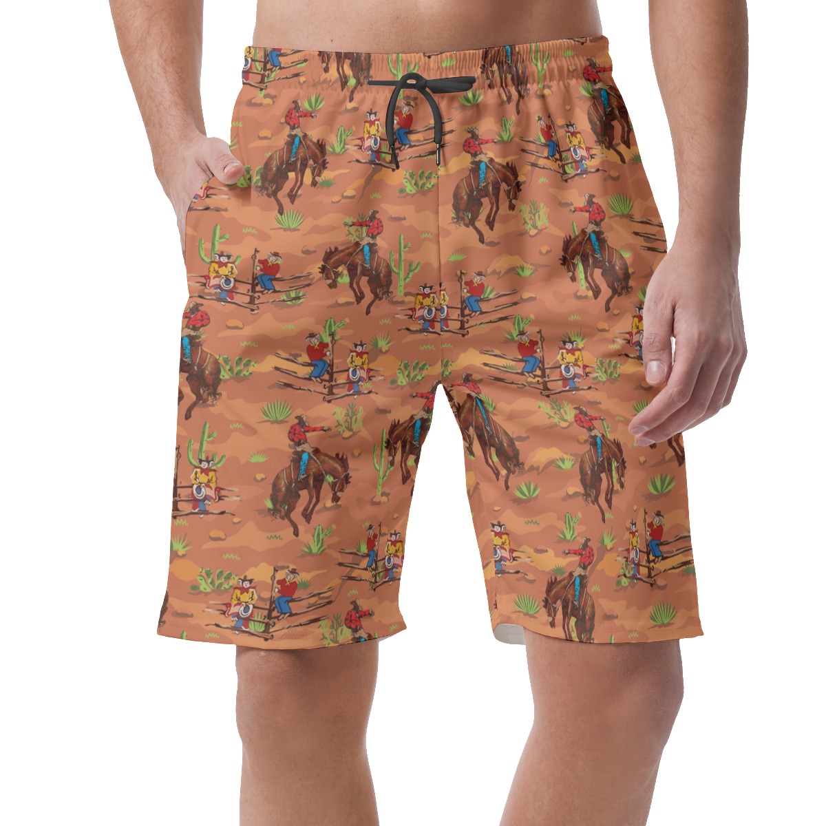 Cool Western Cowboy Hawaiian Summer Shorts For Men - variant image 1