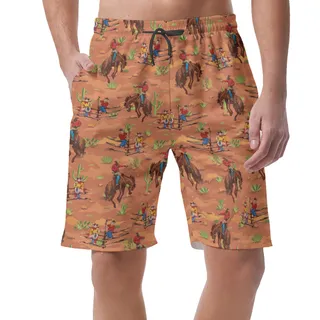 Cool Western Cowboy Hawaiian Summer Shorts For Men