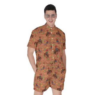 Western Cowboy Hawaiian Romper For Men