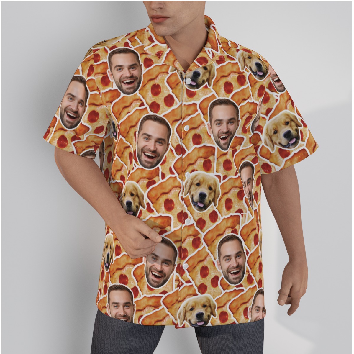 Custom Face Pizza Hawaiian Shirts For Men - variant image 1