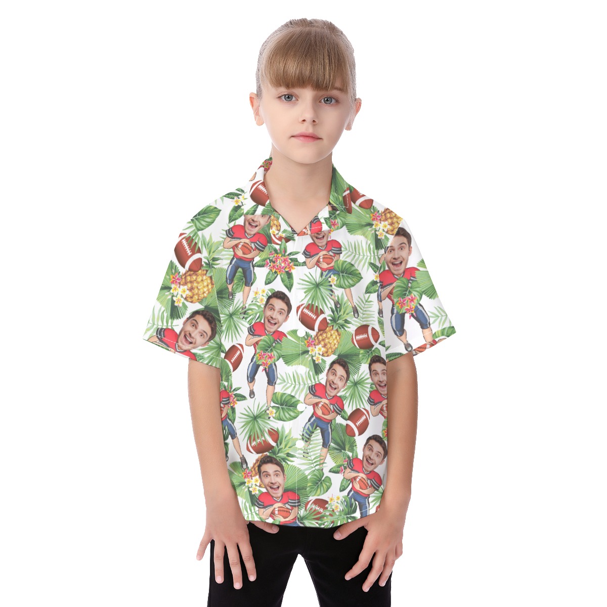 Custom Your Face Football Hawaiian Shirts For Kids - variant image 1