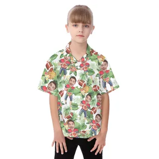 Custom Your Face Football Hawaiian Shirts For Kids