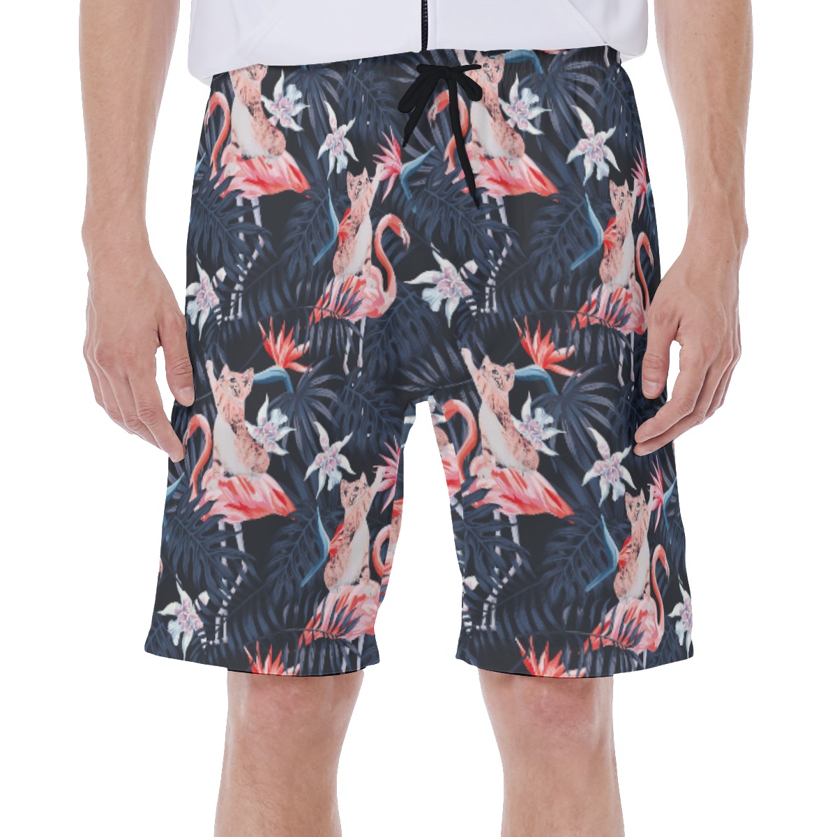 Tropical Cat With Flamingo Hawaiian Swimwear For Men - variant image 1