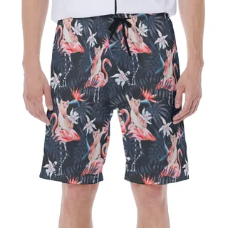 Tropical Cat With Flamingo Hawaiian Swimwear For Men