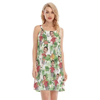 Custom Face Golf Player Summer Hawaiian Dress For Women
