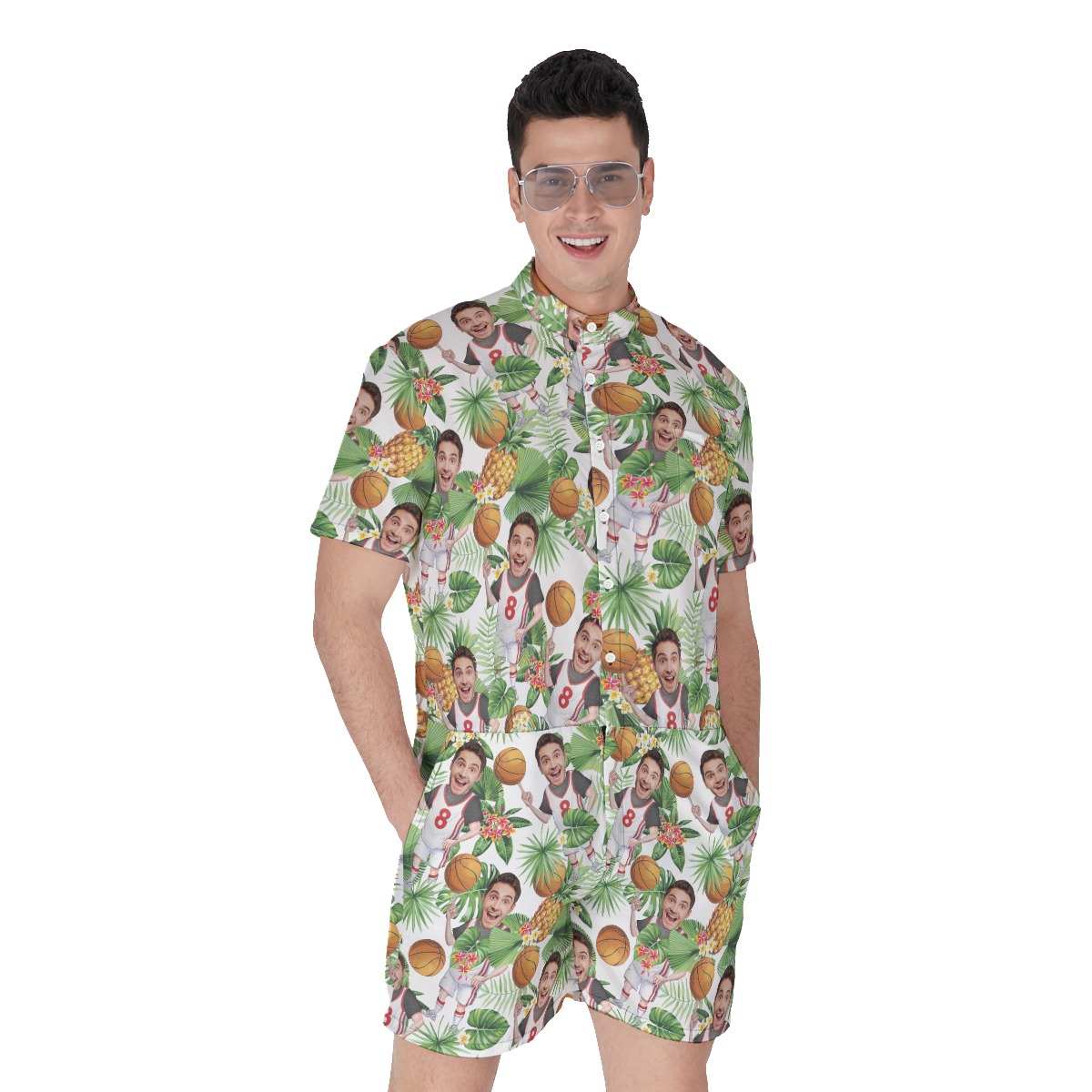 Personalized Basketball Player Aloha Short Romper For Men - variant image 1