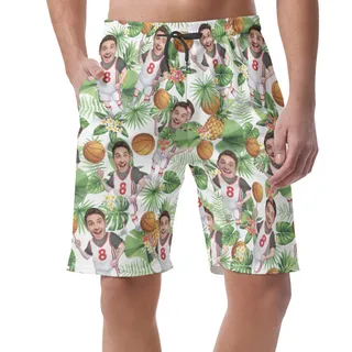 Hawaiian Personalized Basketball Player Summer Shorts For Men