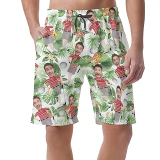 Custom Face Golf Player Hawaiian Casual Shorts For Men