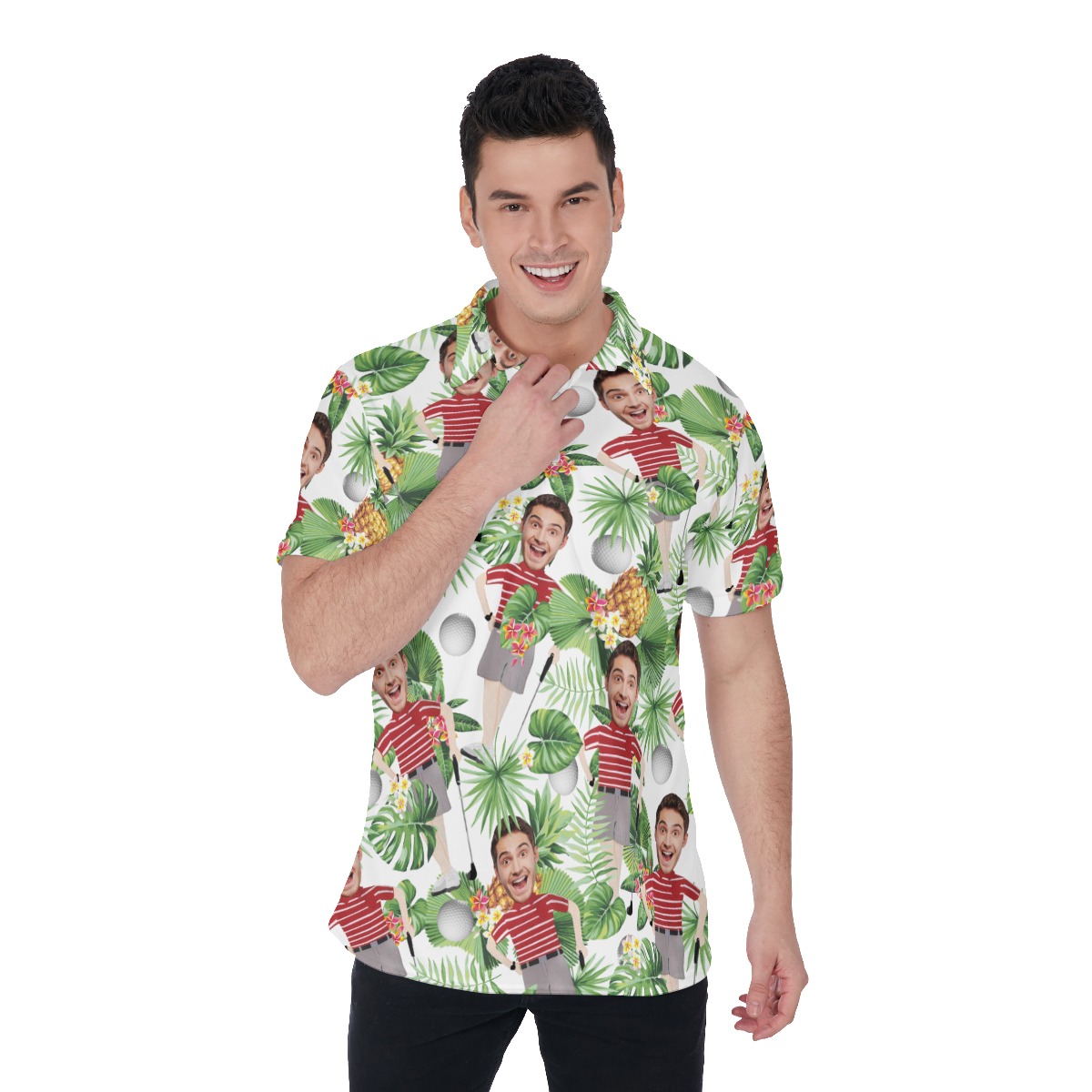 Personalized Faces Hawaiian Golf Shirts For Men - variant image 1