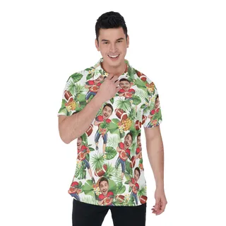 Custom Your Face Playing Football Aloha Shirt For Men