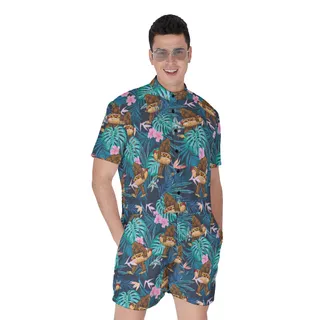 Funny Tropical Bigfoot Hot Dog Men's Hawaiian Romper