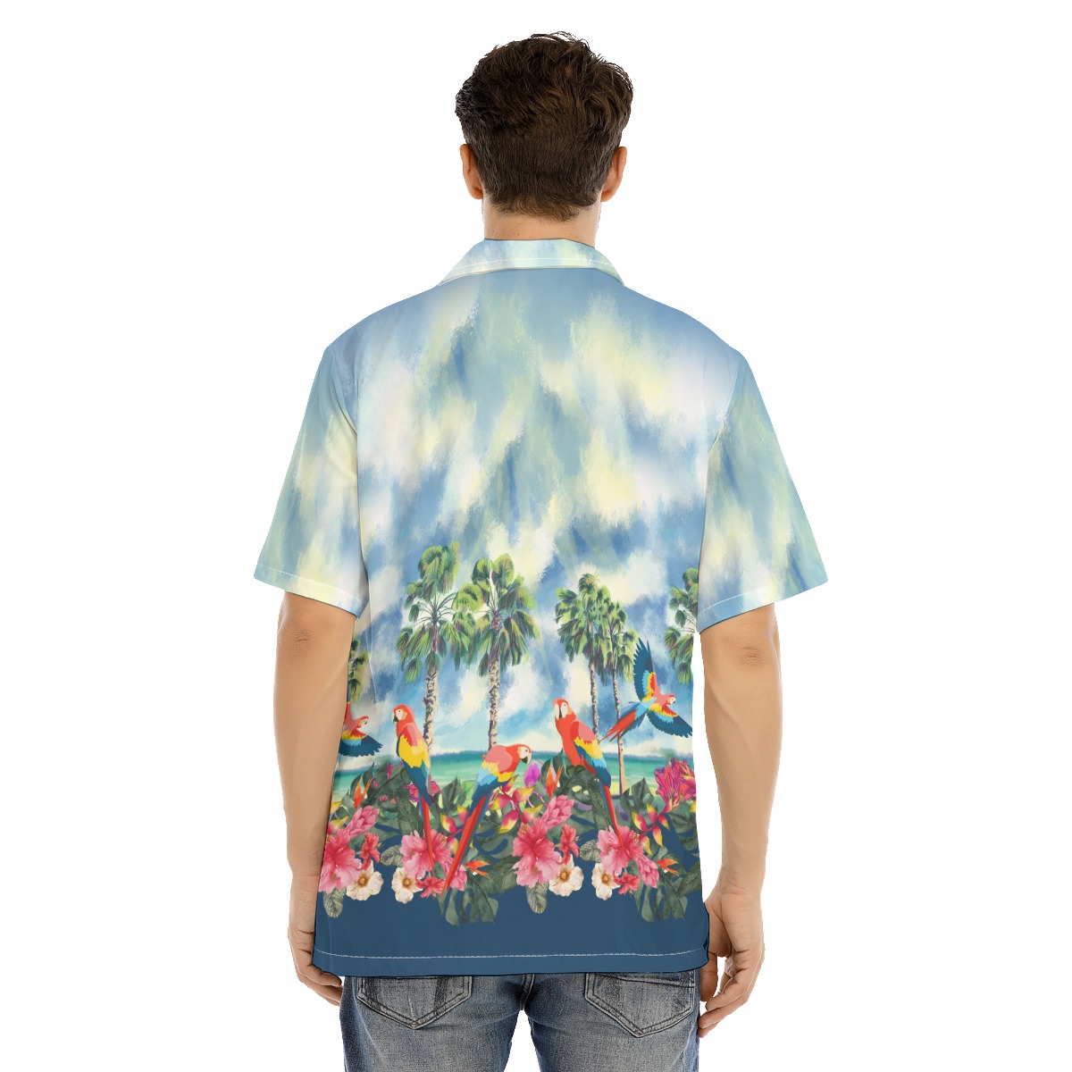 Tropical Parrot Hibiscus Palm Trees Hawaiian Shirt