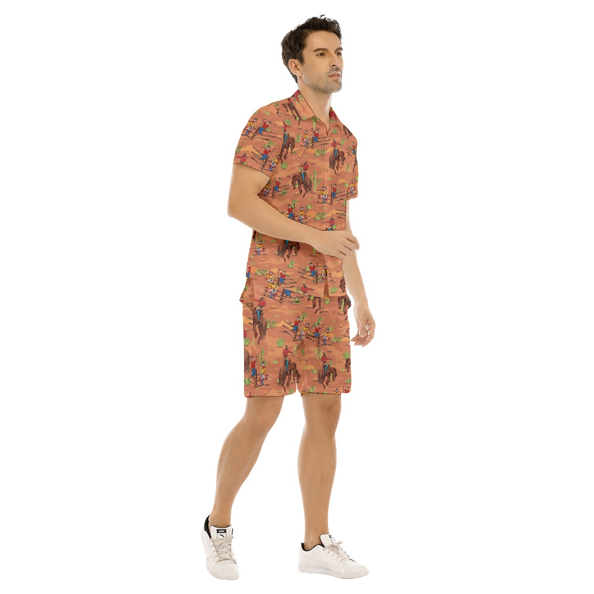 Men's Western Cowboy Hawaiian Button Up Shirt Set For Men
