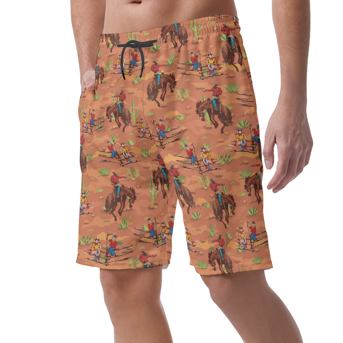 Cool Western Cowboy Hawaiian Summer Shorts For Men