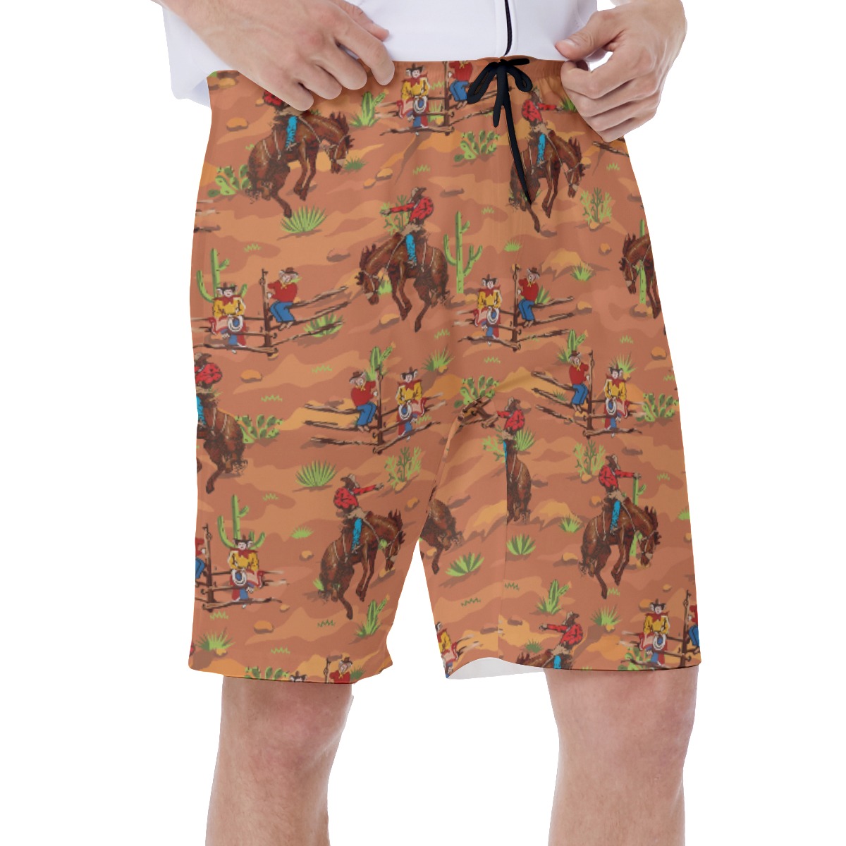 Western Cowboy Hawaiian Swim Trunks For Men