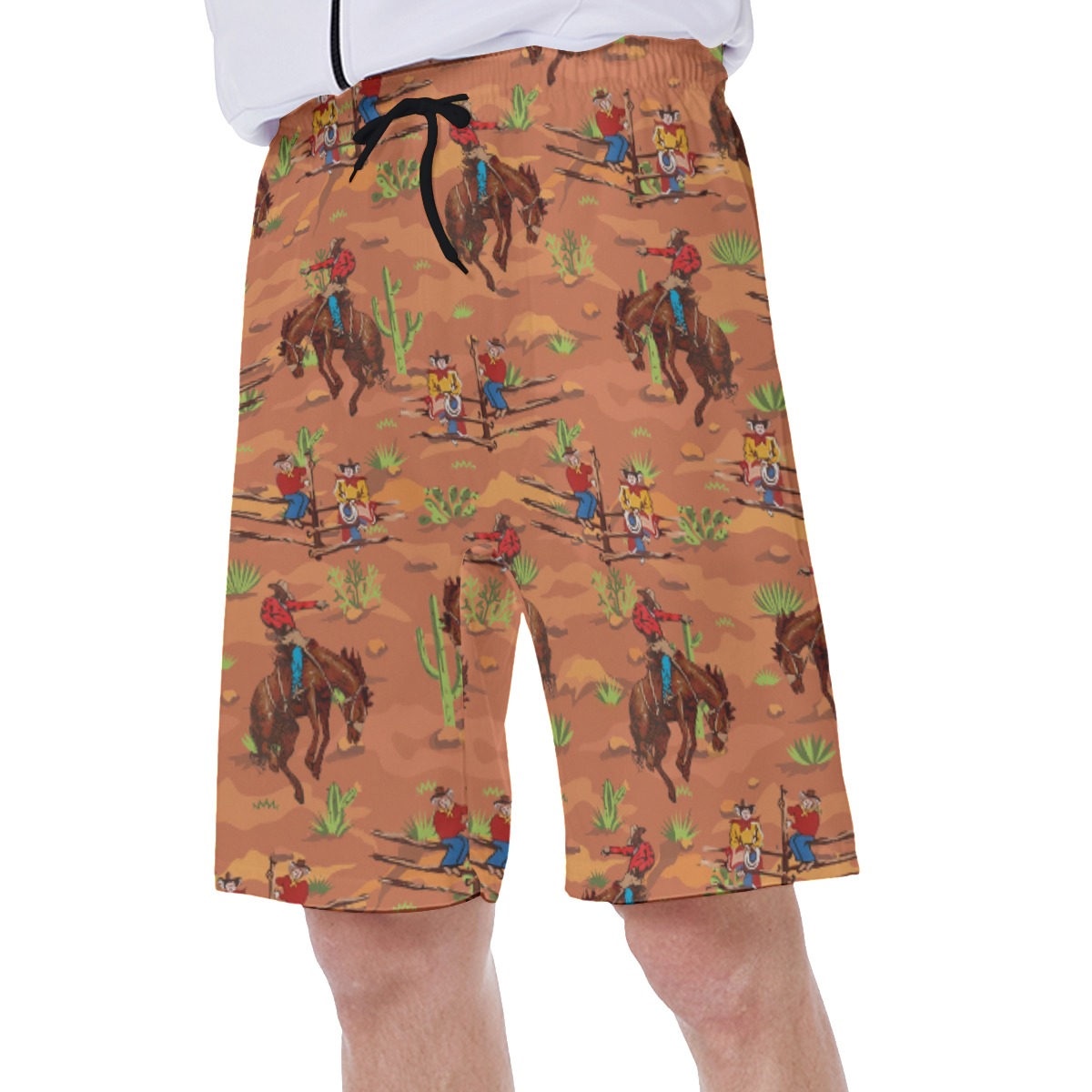 Western Cowboy Hawaiian Swim Trunks For Men