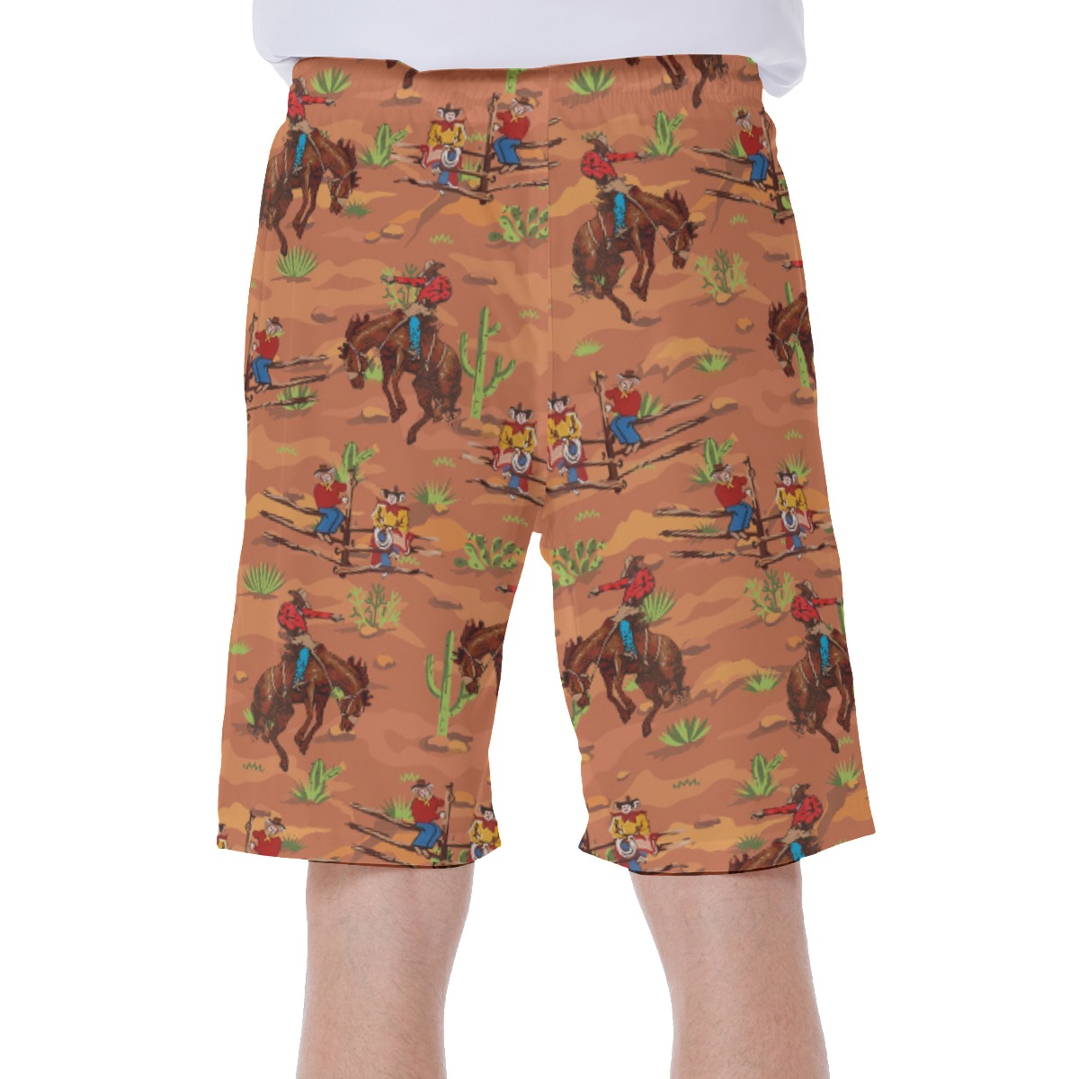 Western Cowboy Hawaiian Swim Trunks For Men
