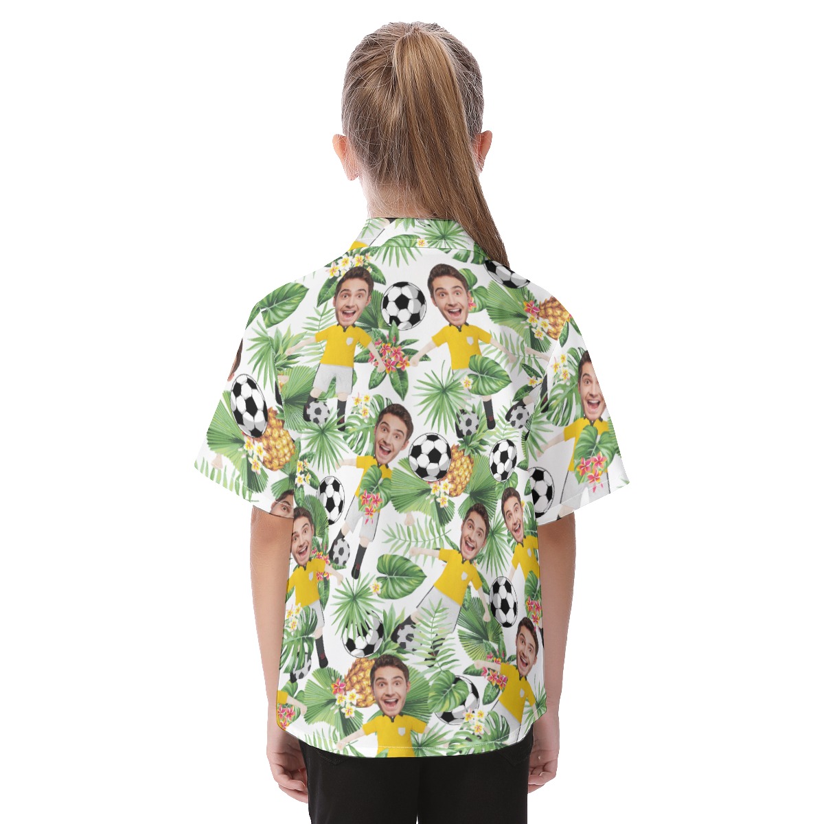 Funny Custom Soccer Player Face Kid's Button Up Shirt