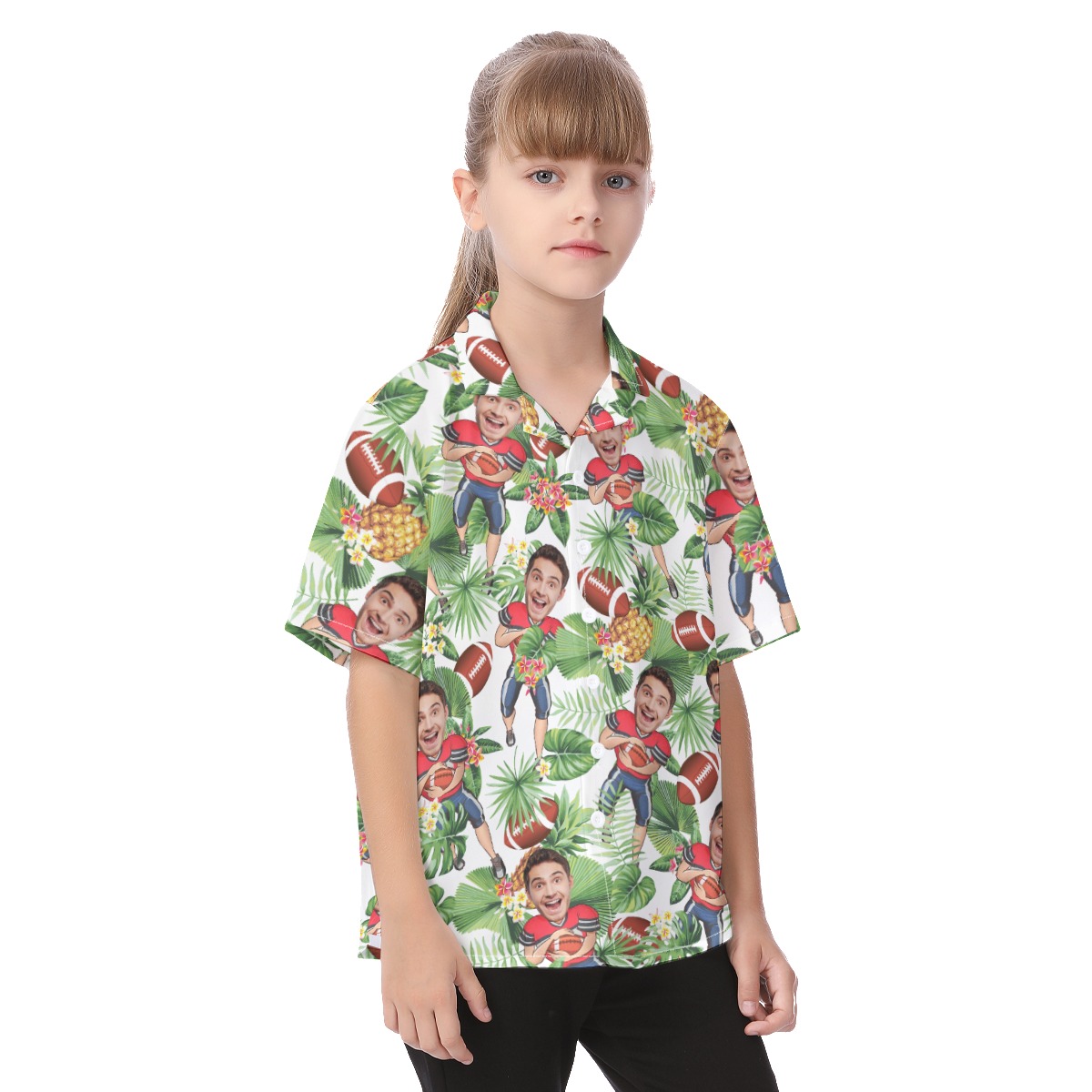 Custom Your Face Football Hawaiian Shirts For Kids