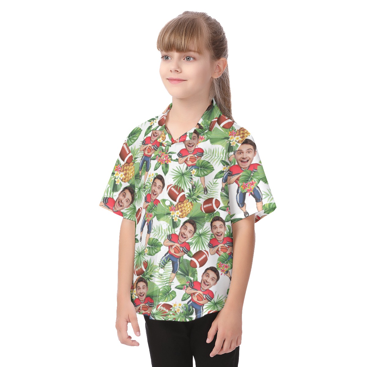 Custom Your Face Football Hawaiian Shirts For Kids