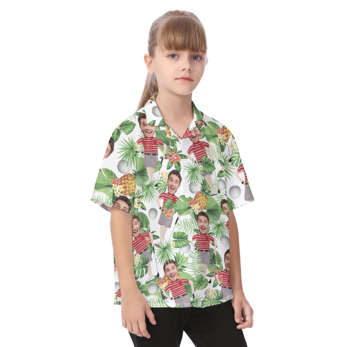 Custom Face Golf Player Hawaiian Shirt For Kids