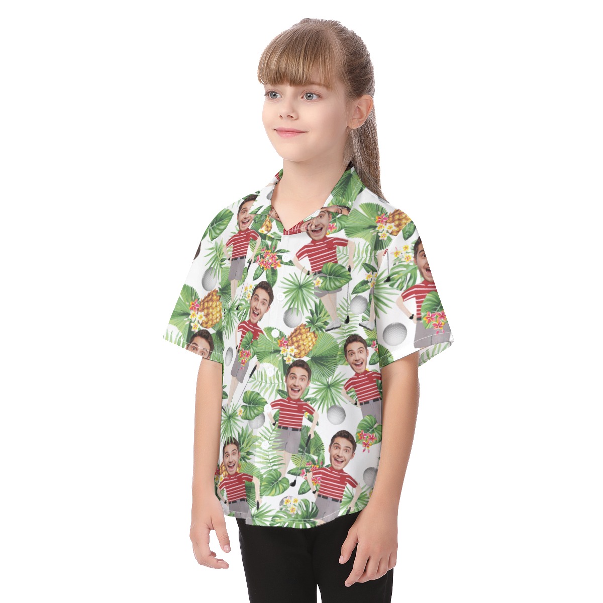 Custom Face Golf Player Hawaiian Shirt For Kids