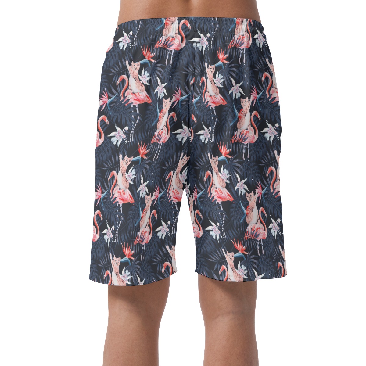 Funny Cat Flamingo Hawaiian Beach Shorts For Men