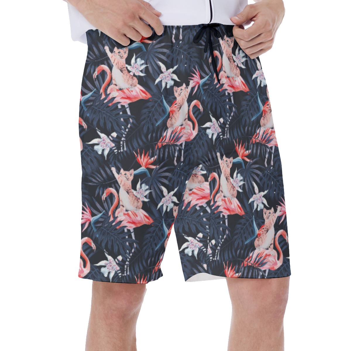 Tropical Cat With Flamingo Hawaiian Swimwear For Men