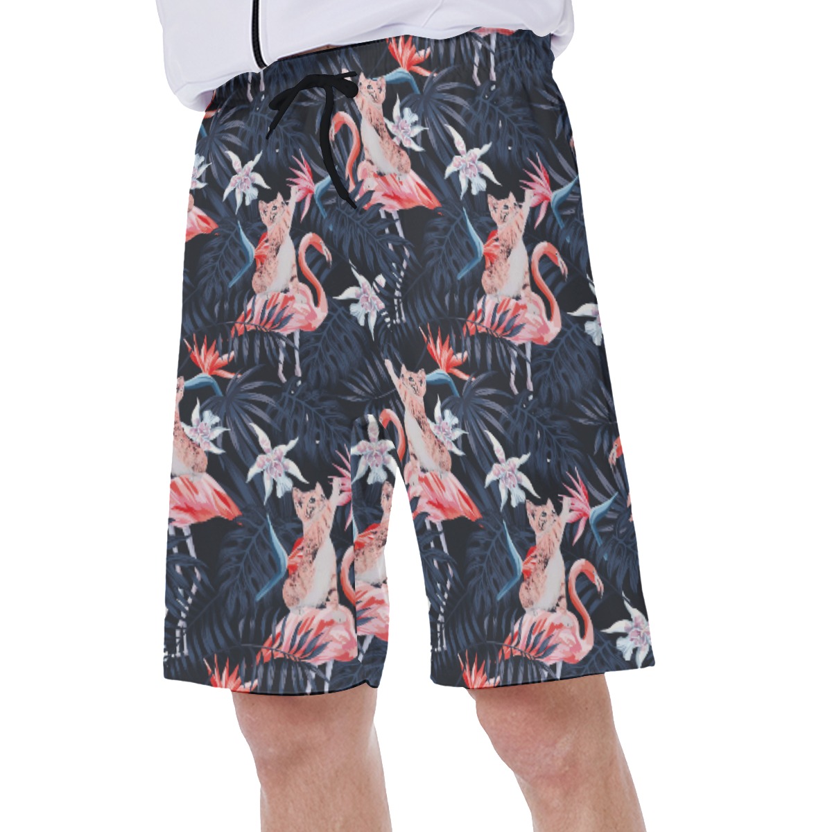 Tropical Cat With Flamingo Hawaiian Swimwear For Men