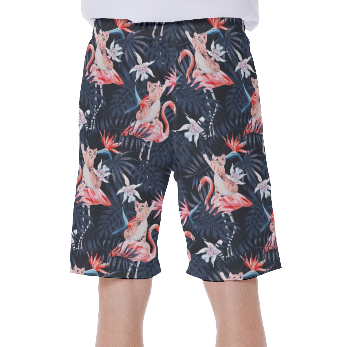 Tropical Cat With Flamingo Hawaiian Swimwear For Men