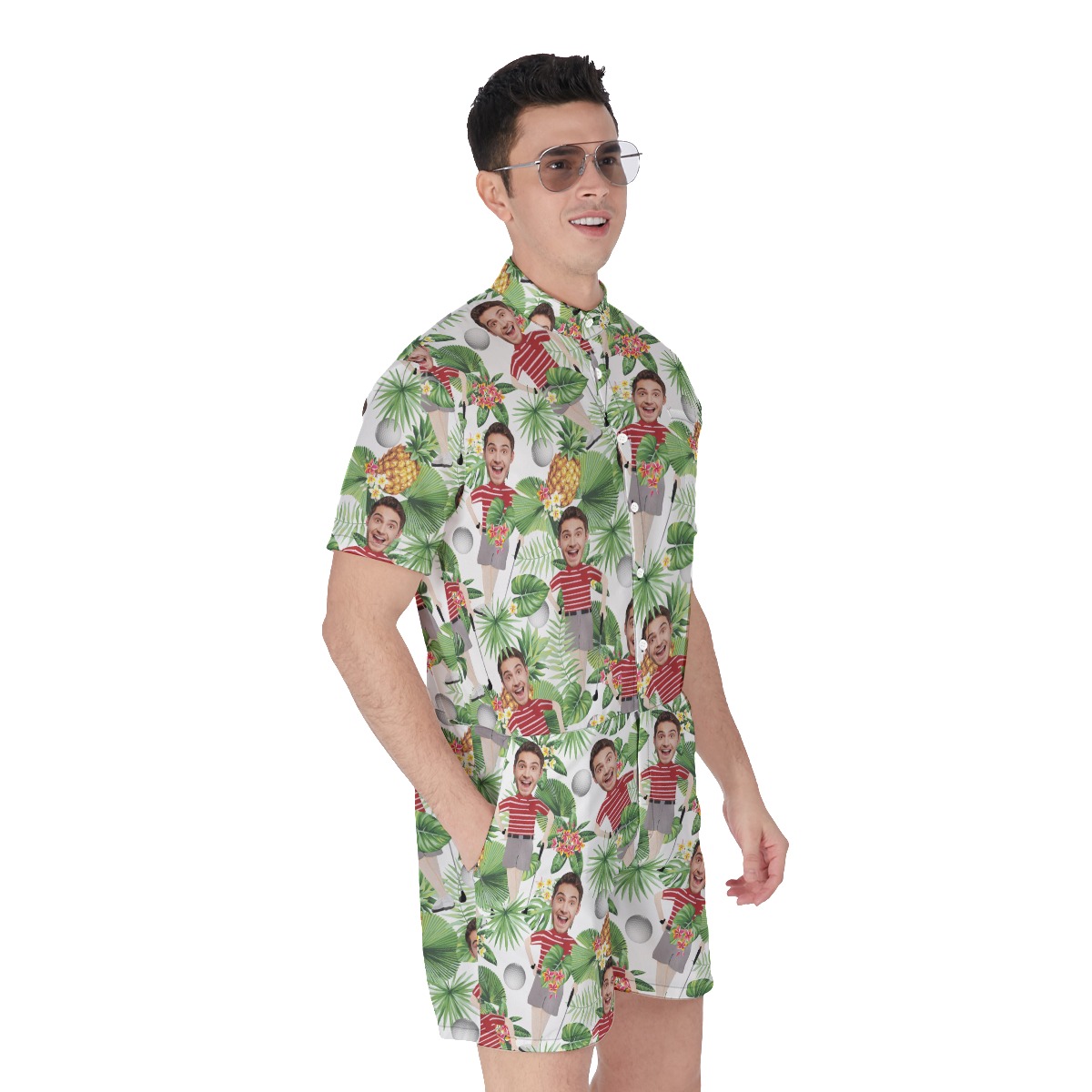 Personalized Face Golf Player Short Romper For Men