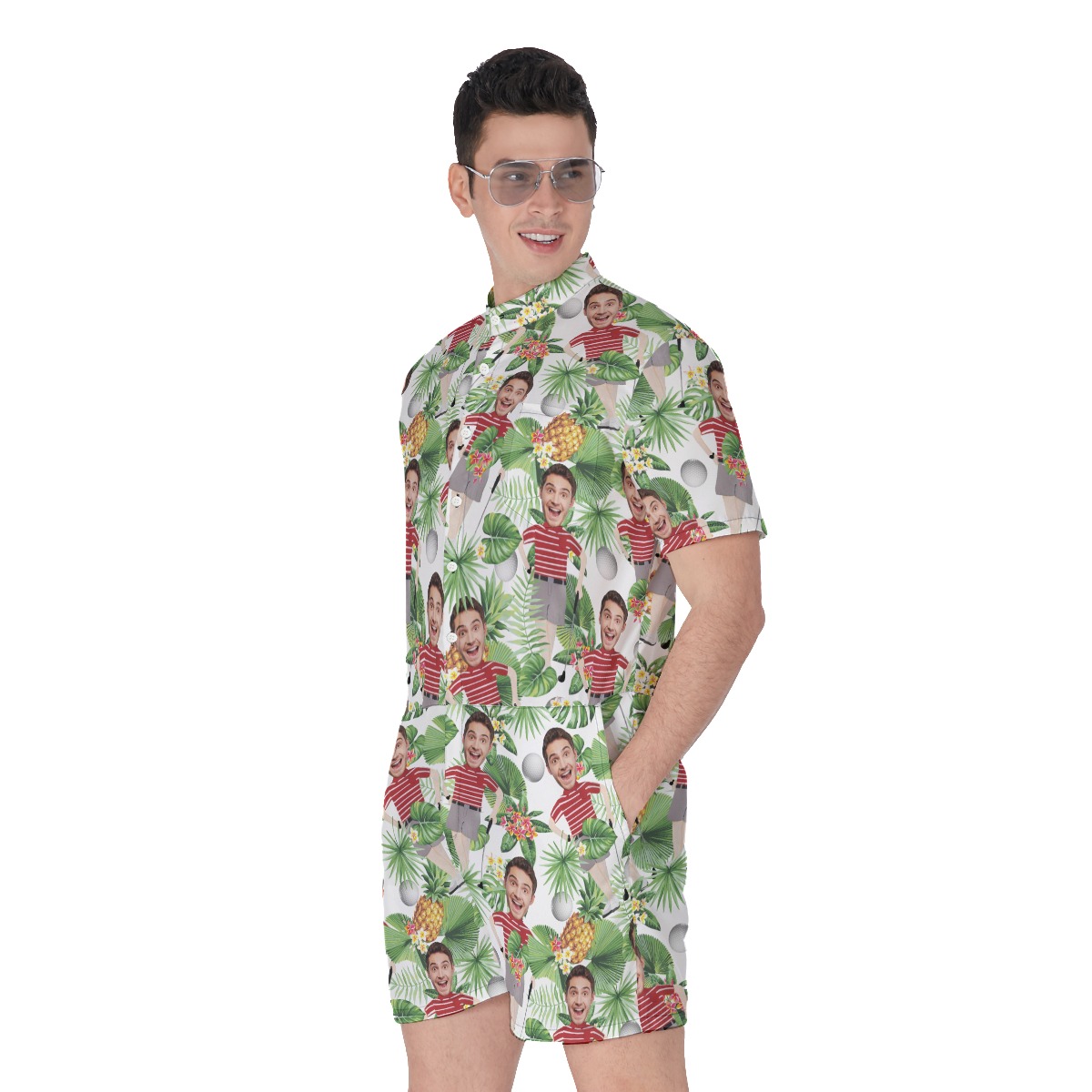 Personalized Face Golf Player Short Romper For Men