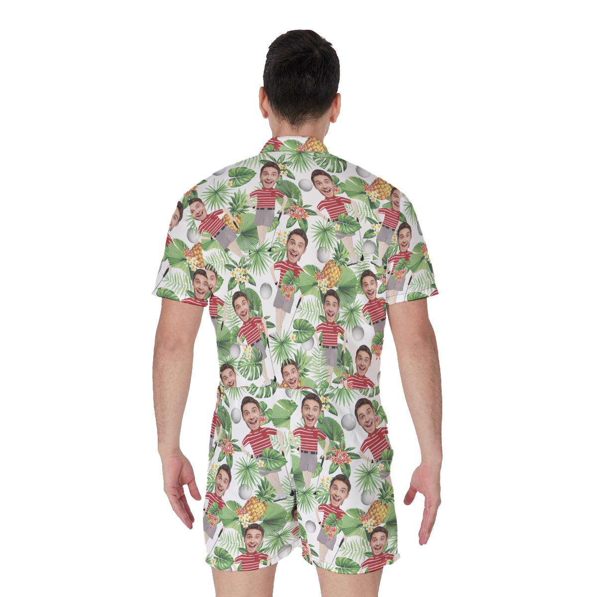 Personalized Face Golf Player Short Romper For Men
