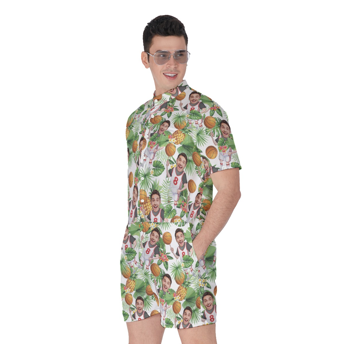 Personalized Basketball Player Aloha Short Romper For Men