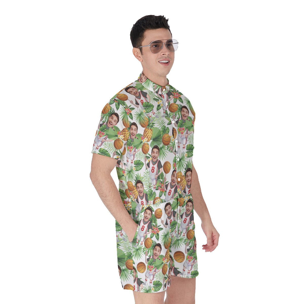 Personalized Basketball Player Aloha Short Romper For Men