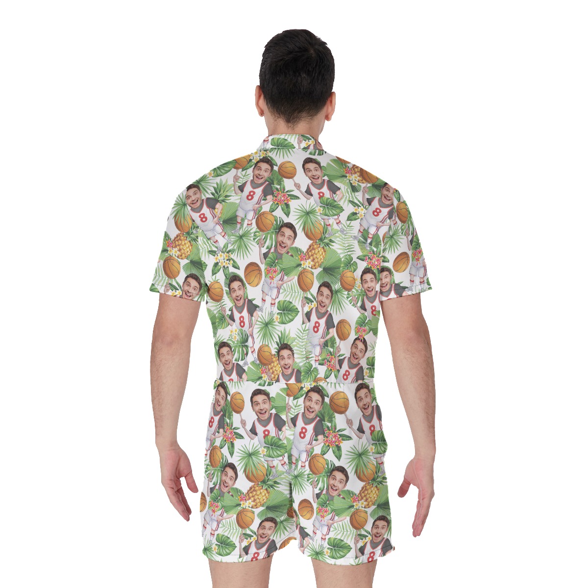 Personalized Basketball Player Aloha Short Romper For Men