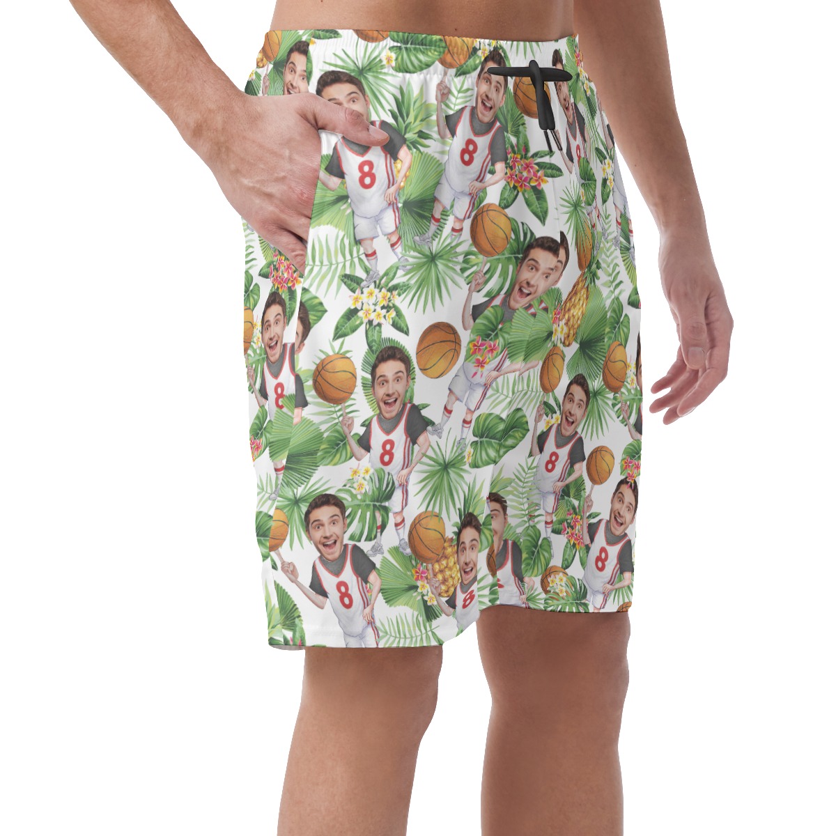 Hawaiian Personalized Basketball Player Summer Shorts For Men