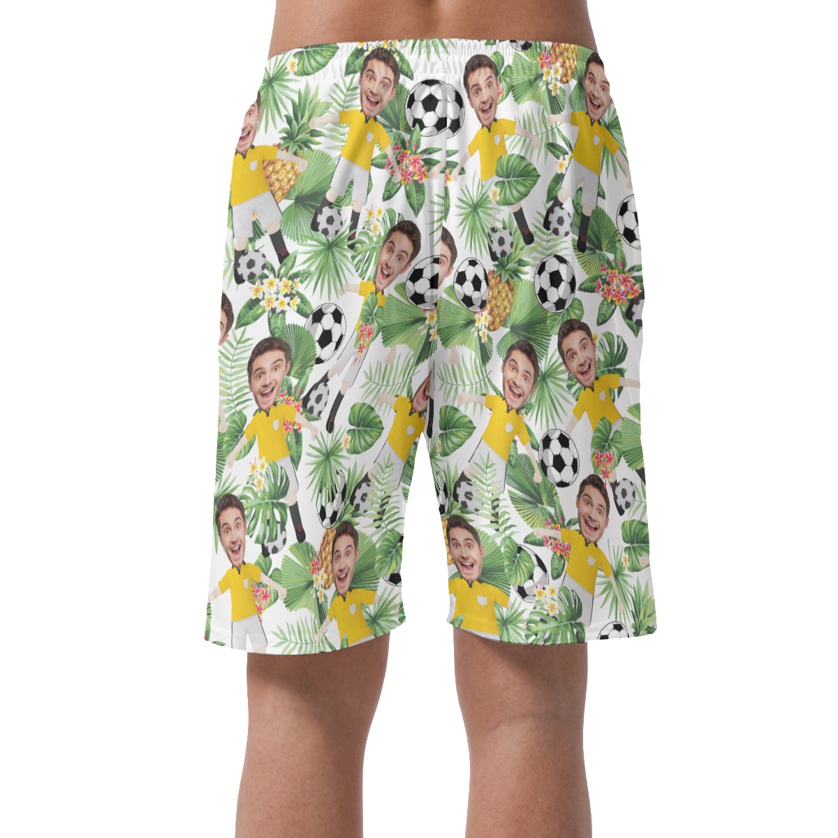 Funny Custom Your Face Playing Soccer Aloha Shorts For Men