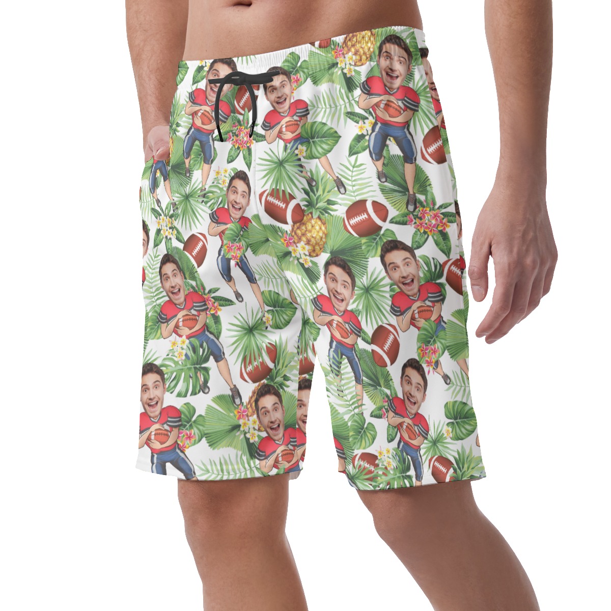 Tropical Personalized Football Player Summer Shorts For Men