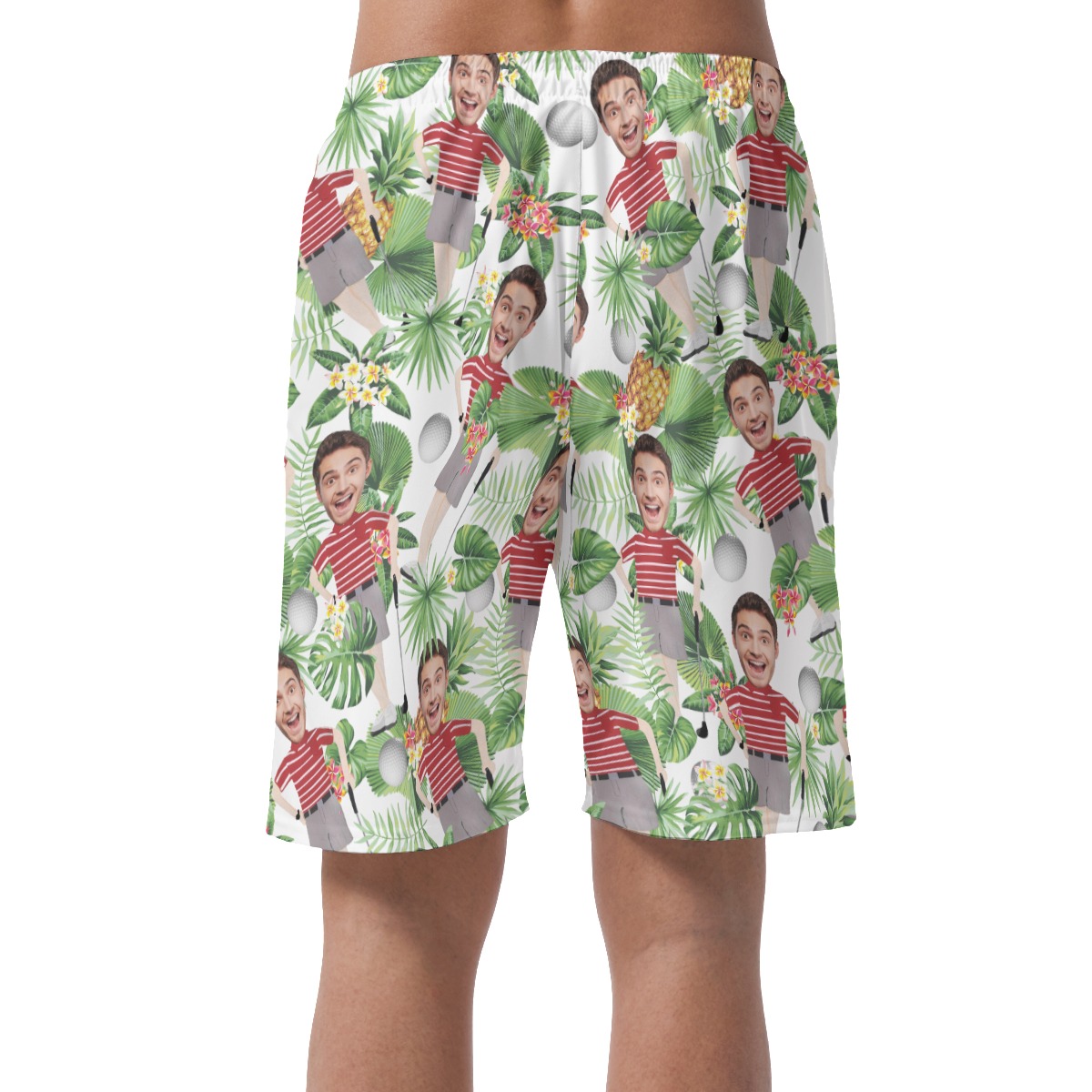 Custom Face Golf Player Hawaiian Casual Shorts For Men