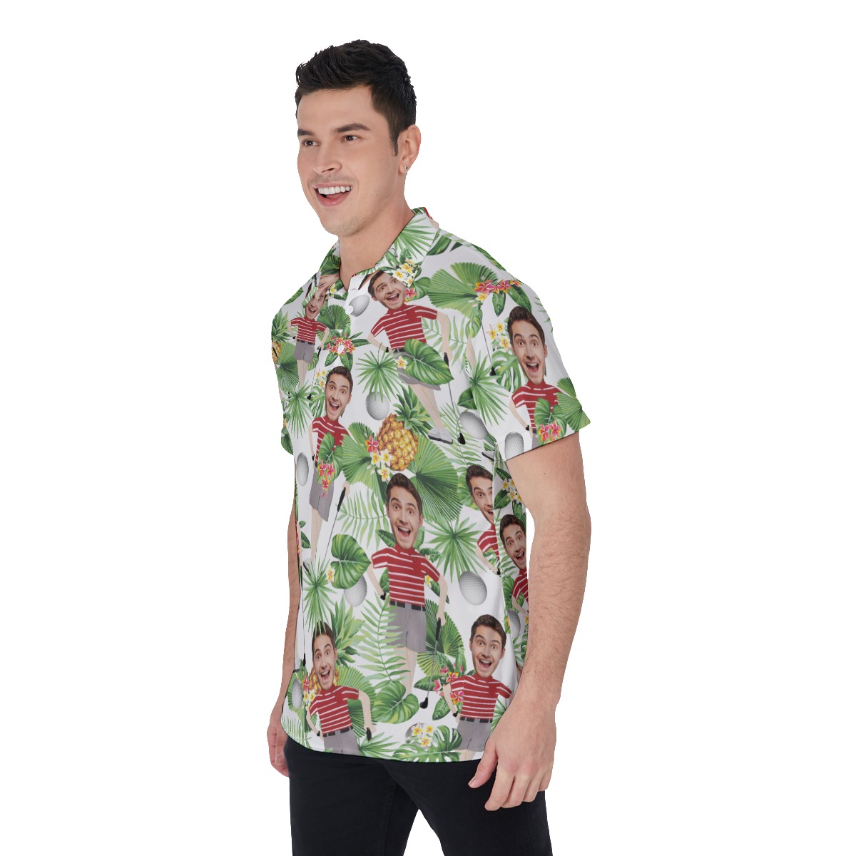 Personalized Faces Hawaiian Golf Shirts For Men