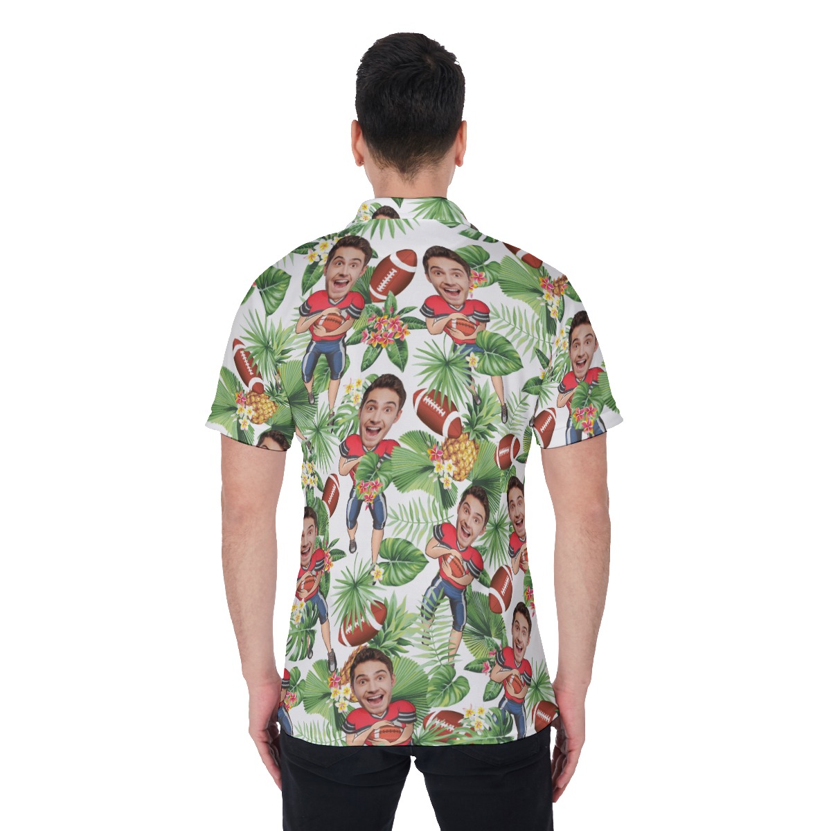 Custom Your Face Playing Football Aloha Shirt For Men