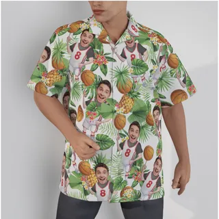 Custom Your Face Playing Basketball Men's Hawaiian Shirt
